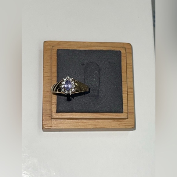 14K Solid Yellow Gold 1.40Ctw Tanzanite & Diamond Ring Size 9 - Picture 7 of 10